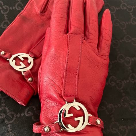 gucci red leather gloves|tulle gloves fashion Gucci.